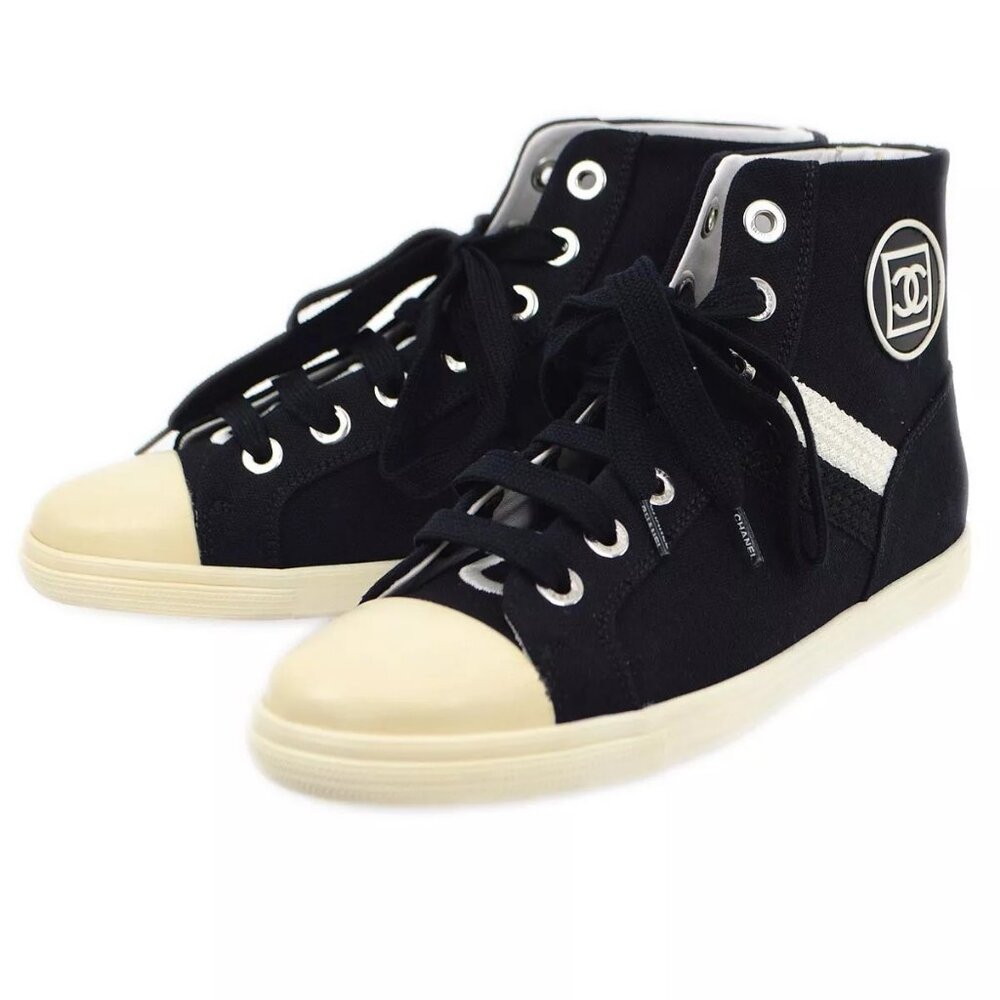 Chanel Black Sport Line High Cut Shoes Sneakers